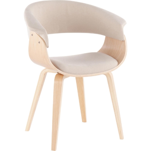 Vintage Mod Dining Chair in Cream Fabric & Natural Wood